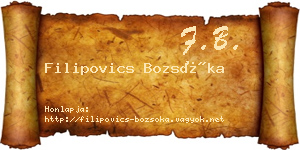 Filipovics Bozsóka névjegykártya